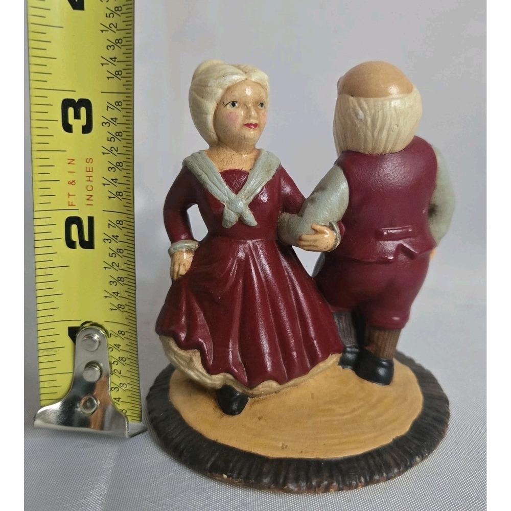 Dancing Santa Mrs Claus 3" Ceramic Hand Painted Figurine Christmas
